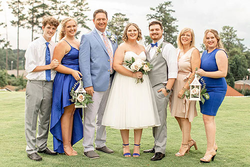 The Morman family recently gathered for Anna’s wedding to Jordan Andrews. Pictured are, from left, Jackie Morman III, Caitlin, Jack, Anna, Jordan, Sara and Elissa.