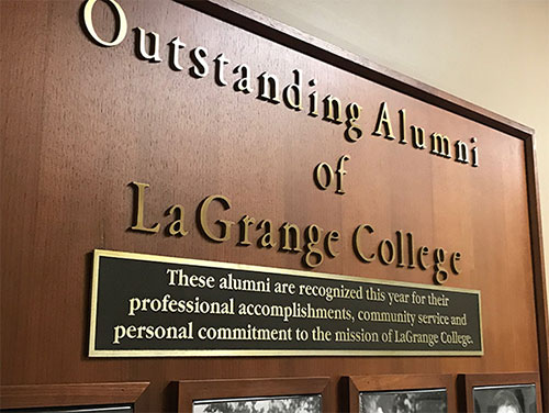 The outstanding alumni board adorns the wall in historic Smith Hall