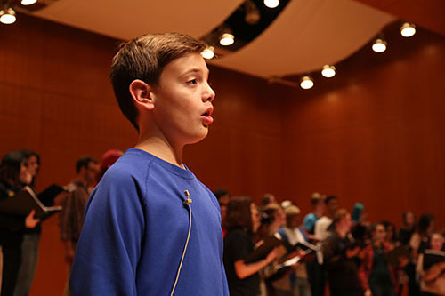 Jack Hurd rehearses for Lessons and Carols in Callaway Auditorium