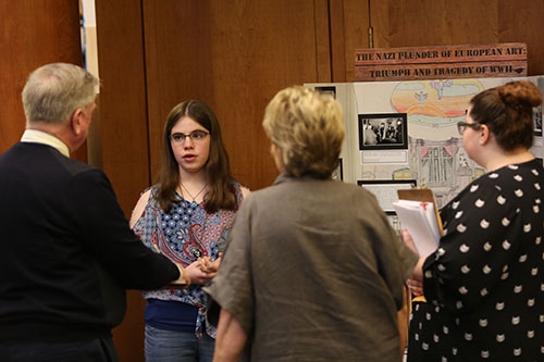 A student presents at National History Day