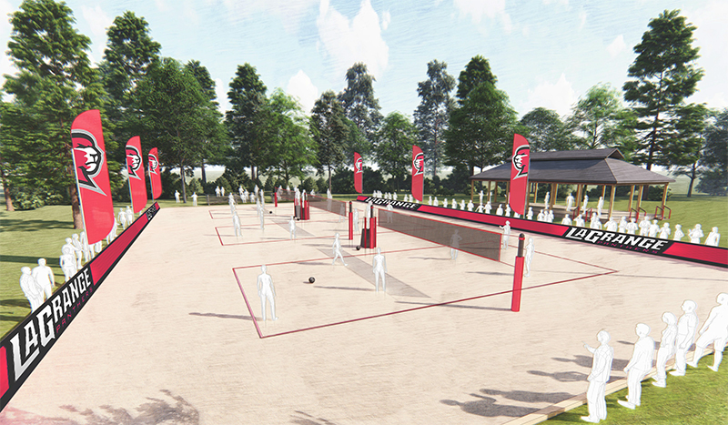 artist's rendering of new beach volleyball courts