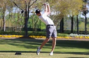 Golf player swings