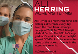 Ali.Herring.in nursing mask graphic from Panthers website