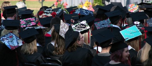 A sea of mortarboards.