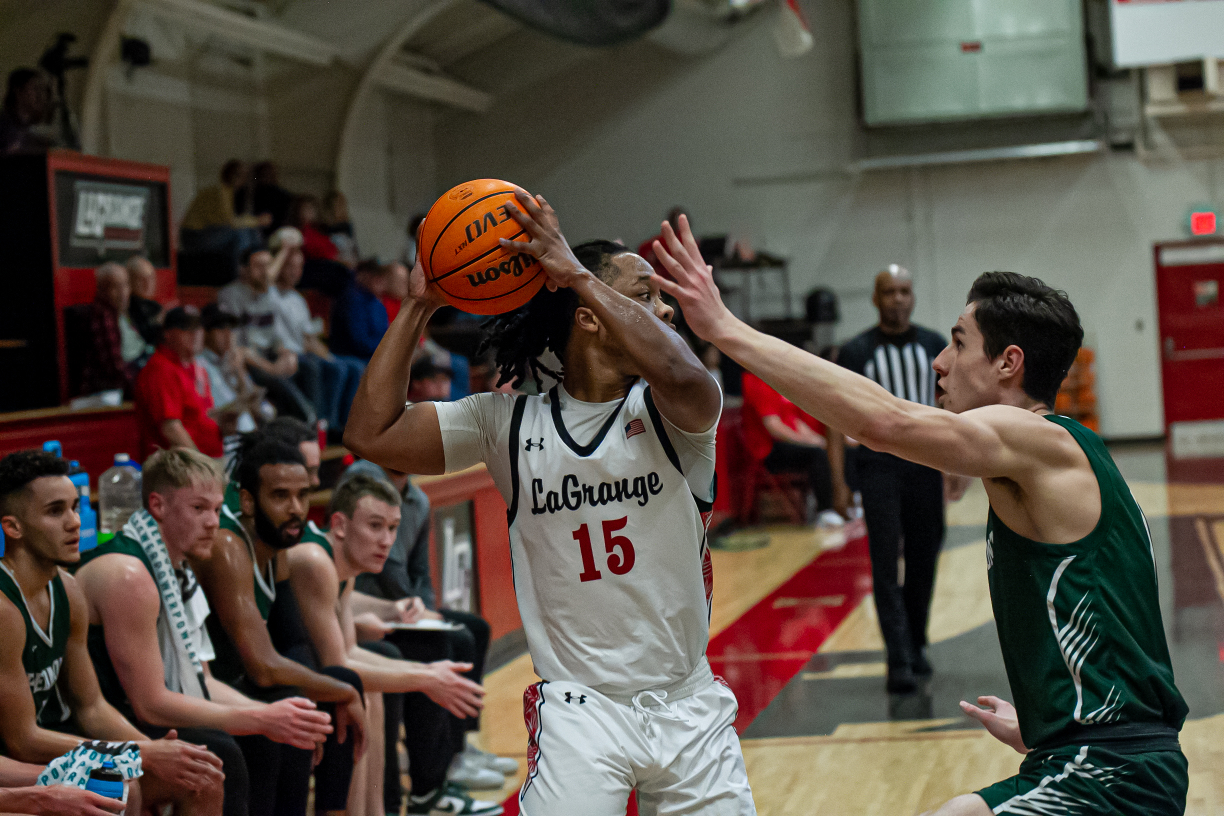 Senior playing basketball 