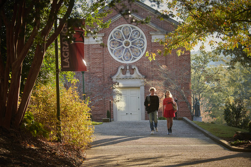 Undergraduates walking on campus