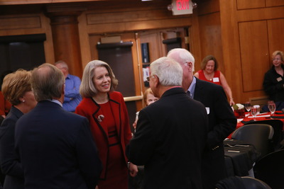 Dr. Baxter speaking with public