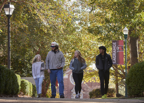 Students walking on the Hill