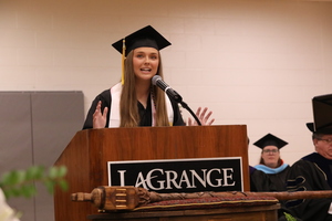 Senior speaks to class at graduation