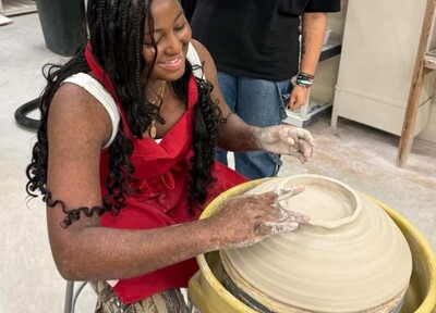 Student molds art piece