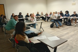 Students gather research in ethos course