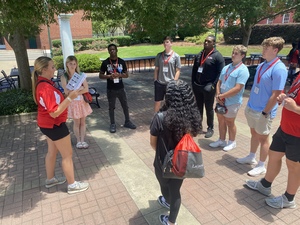 New students on a campus tour
