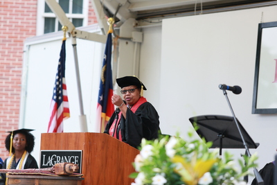 Bishop presents address