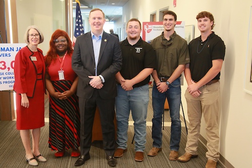 President Baxter and MET students pose with Congressman Brian Jack after $1.88mil federal grant announcement