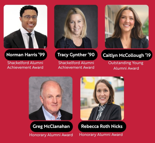 Collage of alumni award recipients at Homecoming 2026