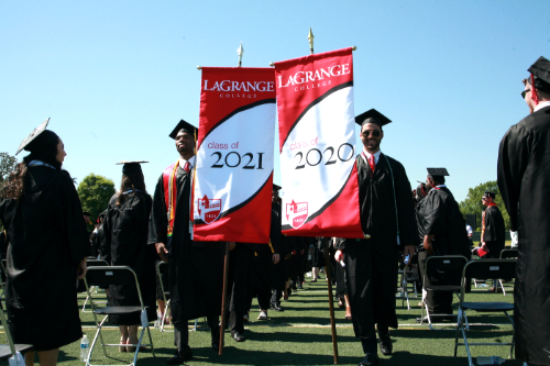 Class banner at commencement