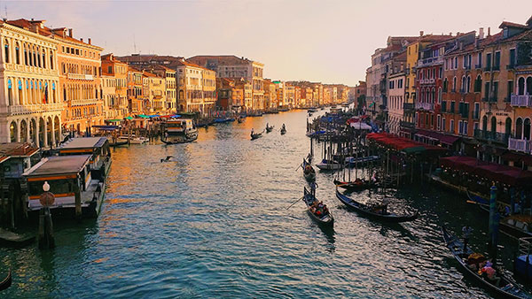 Sunset photo of the Grand Canal in Venice