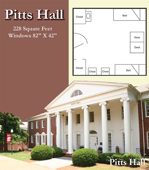 Pitts Hall photo and room diagram